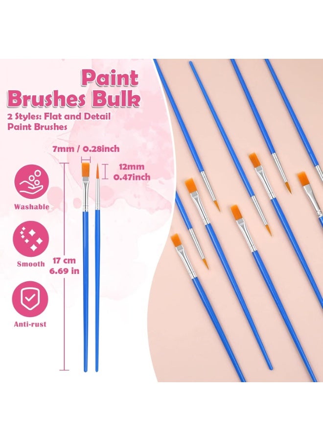 HZYH 40 Pcs Paint Brushes Set, Detail Paint Brushes, 17cm Small Nylon Brushes, 20 Flat and 20 Round Tips, Acrylic Paint Brushes for Kids, Watercolor, Oil Painting, Craft, Model Painting - Image 2