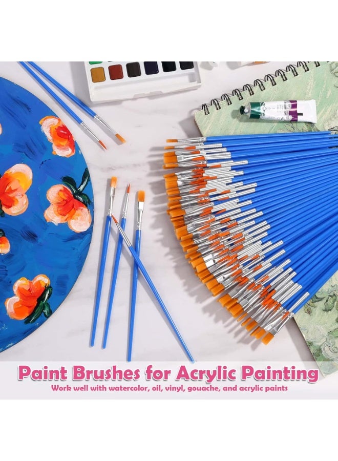 HZYH 40 Pcs Paint Brushes Set, Detail Paint Brushes, 17cm Small Nylon Brushes, 20 Flat and 20 Round Tips, Acrylic Paint Brushes for Kids, Watercolor, Oil Painting, Craft, Model Painting - Image 4
