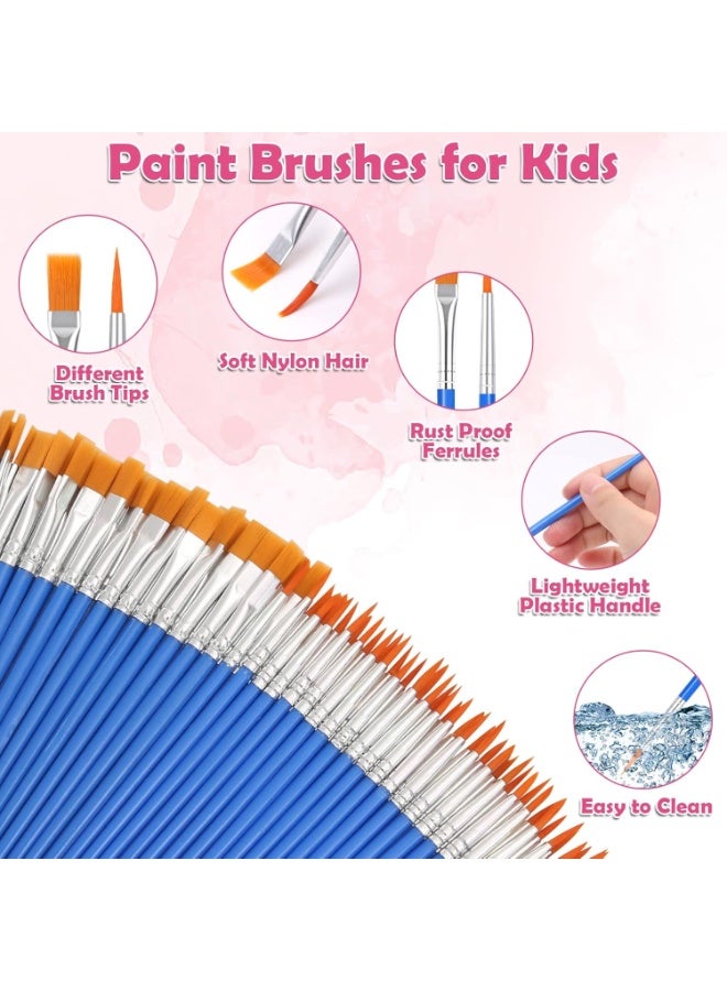 HZYH 40 Pcs Paint Brushes Set, Detail Paint Brushes, 17cm Small Nylon Brushes, 20 Flat and 20 Round Tips, Acrylic Paint Brushes for Kids, Watercolor, Oil Painting, Craft, Model Painting - Image 3