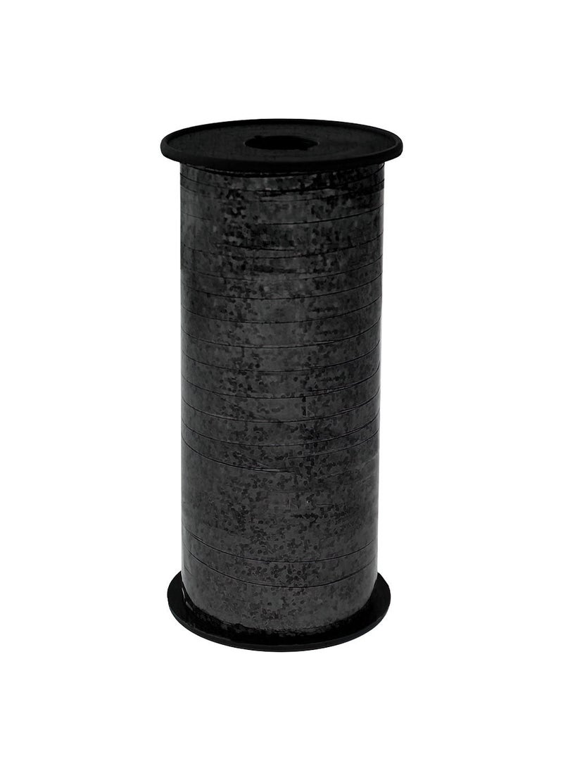 Holographic Gift Ribbon Black Plastic 0.5cm 920cm