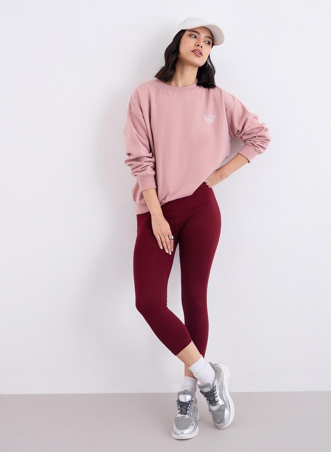 Styli Women Burgundy Capri Leggings - Image 2