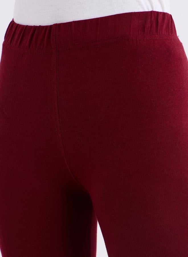 Styli Women Burgundy Capri Leggings - Image 4