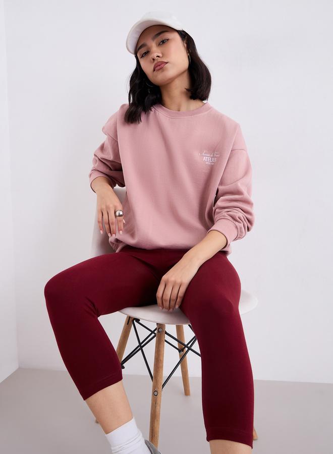 Styli Women Burgundy Capri Leggings - Image 1