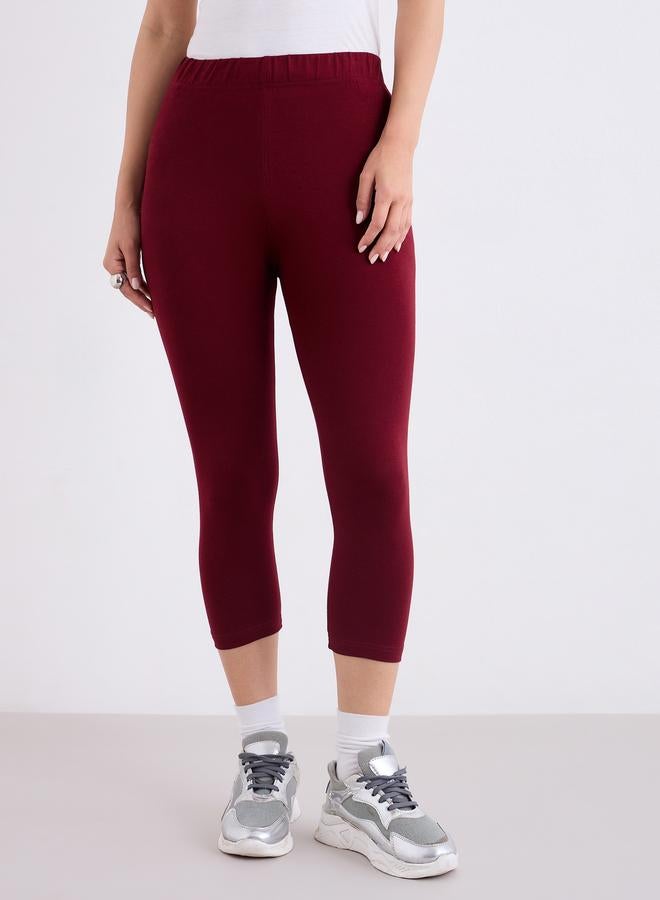 Styli Women Burgundy Capri Leggings - Image 3