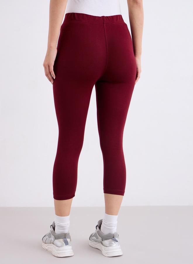 Styli Women Burgundy Capri Leggings - Image 5