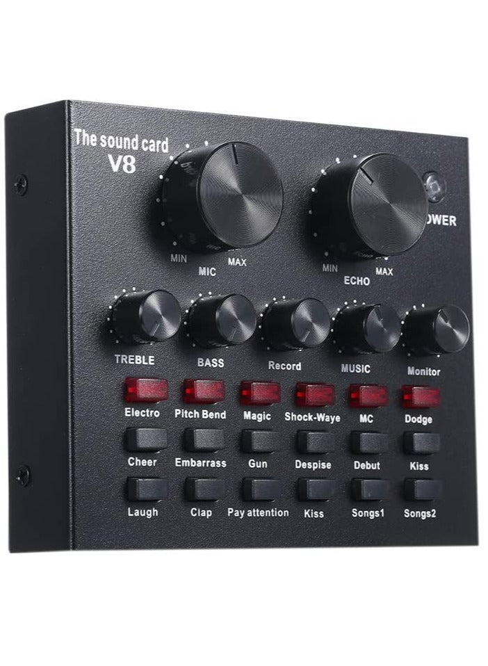 LEDIN V8 Sound Card Audio USB 5.0 - Headset Microphone Webcast Live Sound Card - Image 3