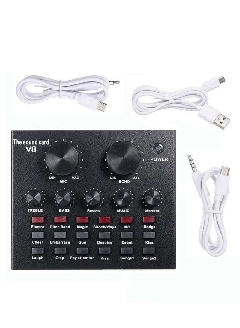 LEDIN V8 Sound Card Audio USB 5.0 - Headset Microphone Webcast Live Sound Card - Image 1