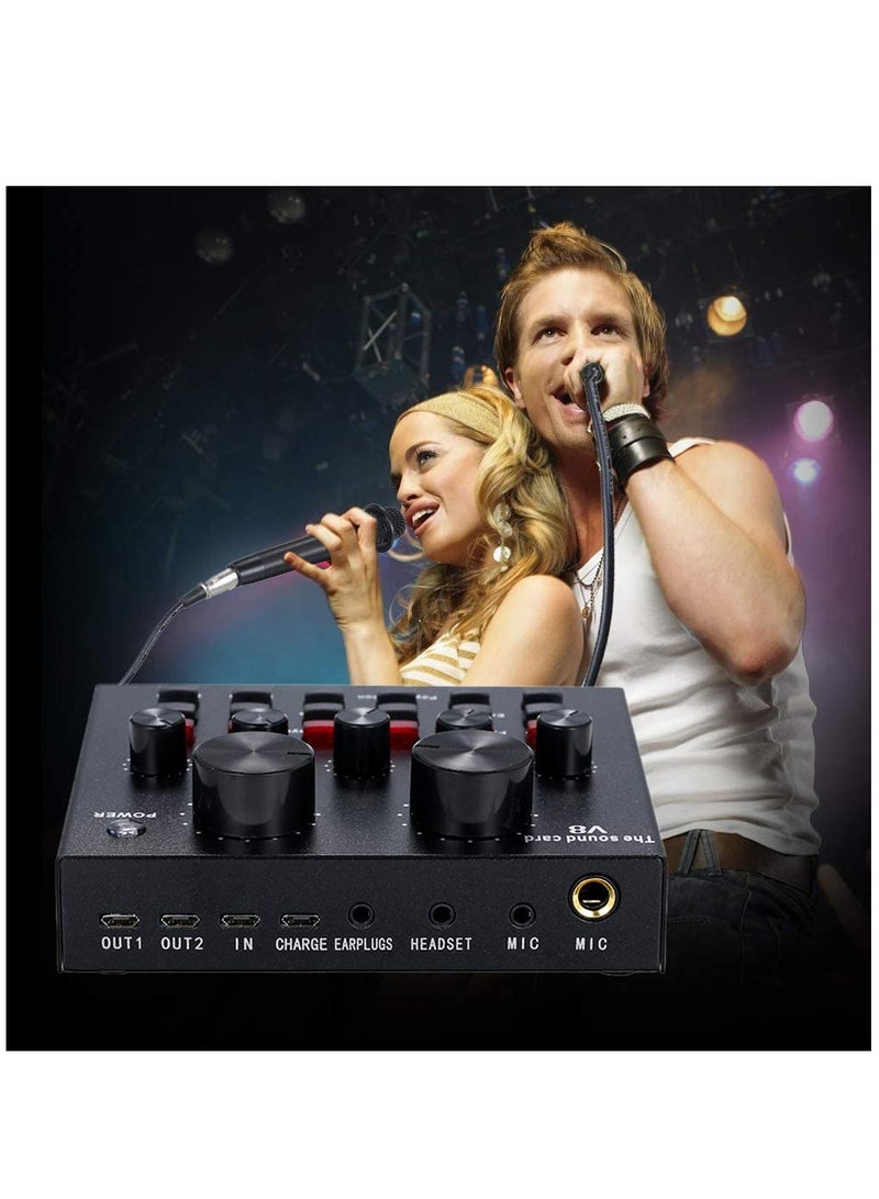 LEDIN V8 Sound Card Audio USB 5.0 - Headset Microphone Webcast Live Sound Card - Image 4