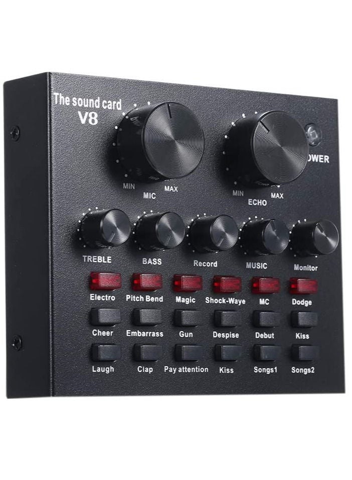 LEDIN V8 Sound Card Audio USB 5.0 - Headset Microphone Webcast Live Sound Card  - Image 3