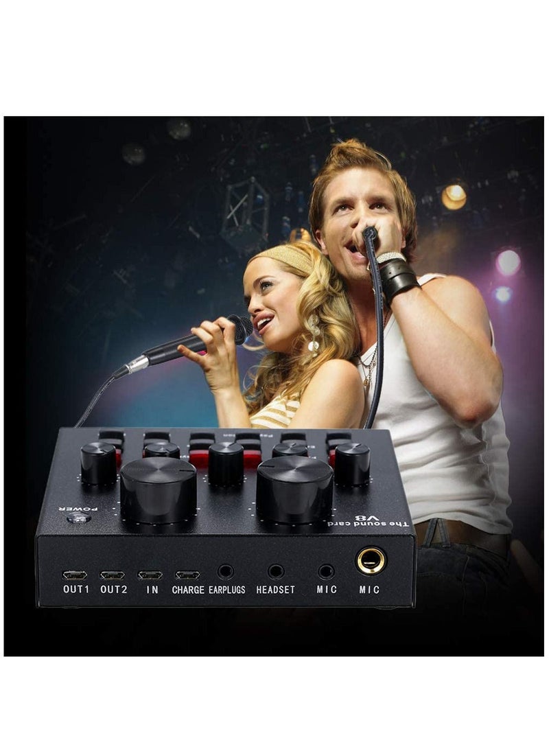 LEDIN V8 Sound Card Audio USB 5.0 - Headset Microphone Webcast Live Sound Card  - Image 4