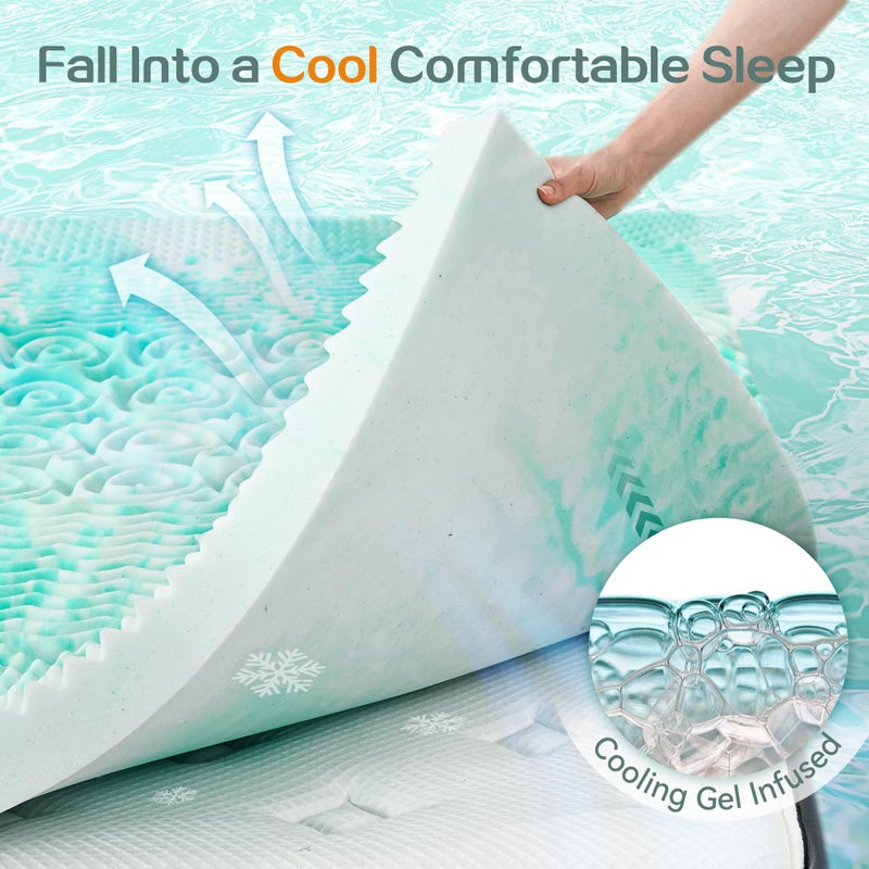 SINWEEK 2 Inch Mattress Topper 5-Zone Memory Foam Mattress Topper Pressure Relieve Soft Mattress Pad, CertiPUR-US Certified, Twin Size, Green - Image 5