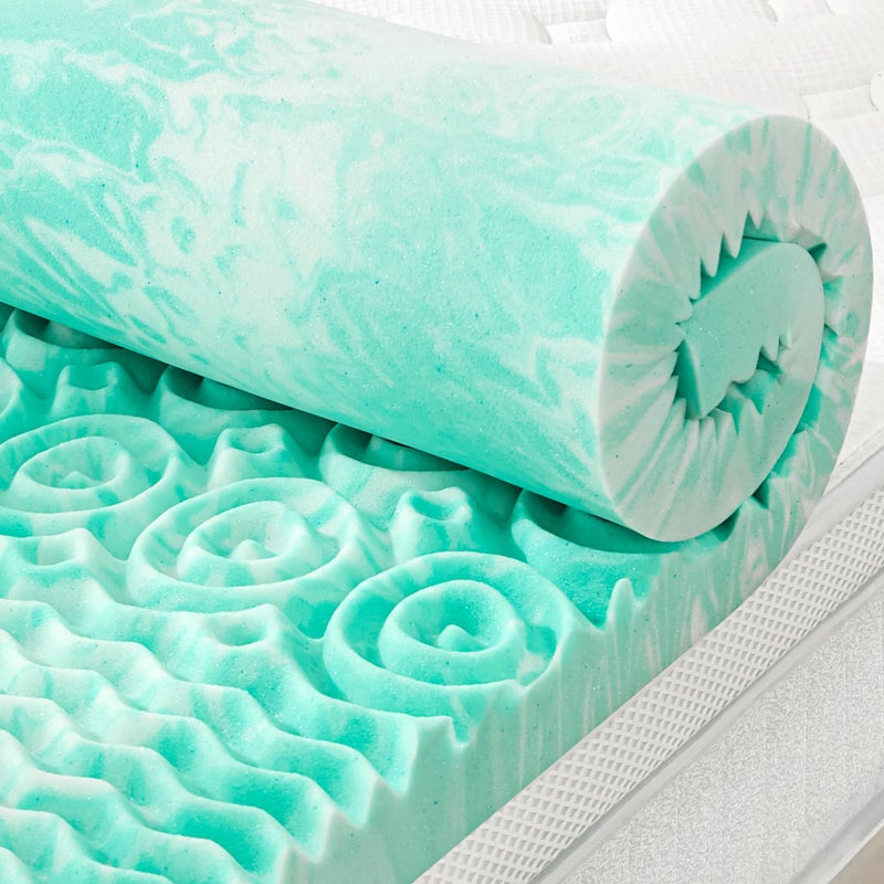 SINWEEK 2 Inch Mattress Topper 5-Zone Memory Foam Mattress Topper Pressure Relieve Soft Mattress Pad, CertiPUR-US Certified, Twin Size, Green - Image 1