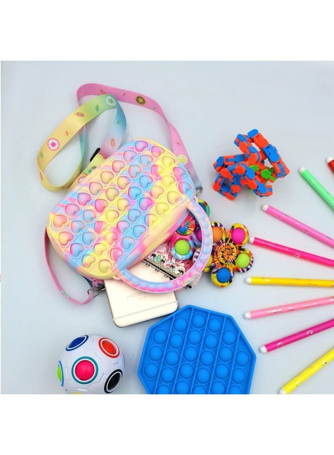 Kiditos Kiditos (Pop It Bag Sling & Handbag 2 in 1 for Girls Kids Pop It Heart Bag, Pop It Bag for Girls, Pop It Toy Shoulder Bag for Girls, Pop It Purse Fidget Bag for Kids Sensory Fidget Toy, Multicolor  - Image 5