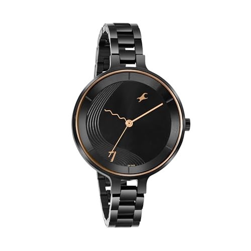 Fastrack Stunners Quartz Analog Black dial Black Stainless Steel Strap Watch for Girls - 6265NM02 - Image 1