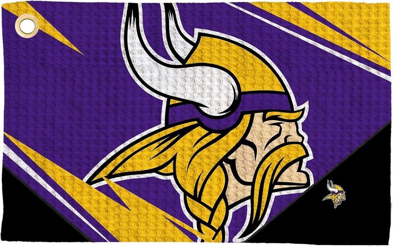 Northwest The Company Official NFL Microfiber Waffle Fabric Fan Golf Towel with Grommet, 16" x 25", Shred, Team Colors (Minnesota Vikings) - Image 1