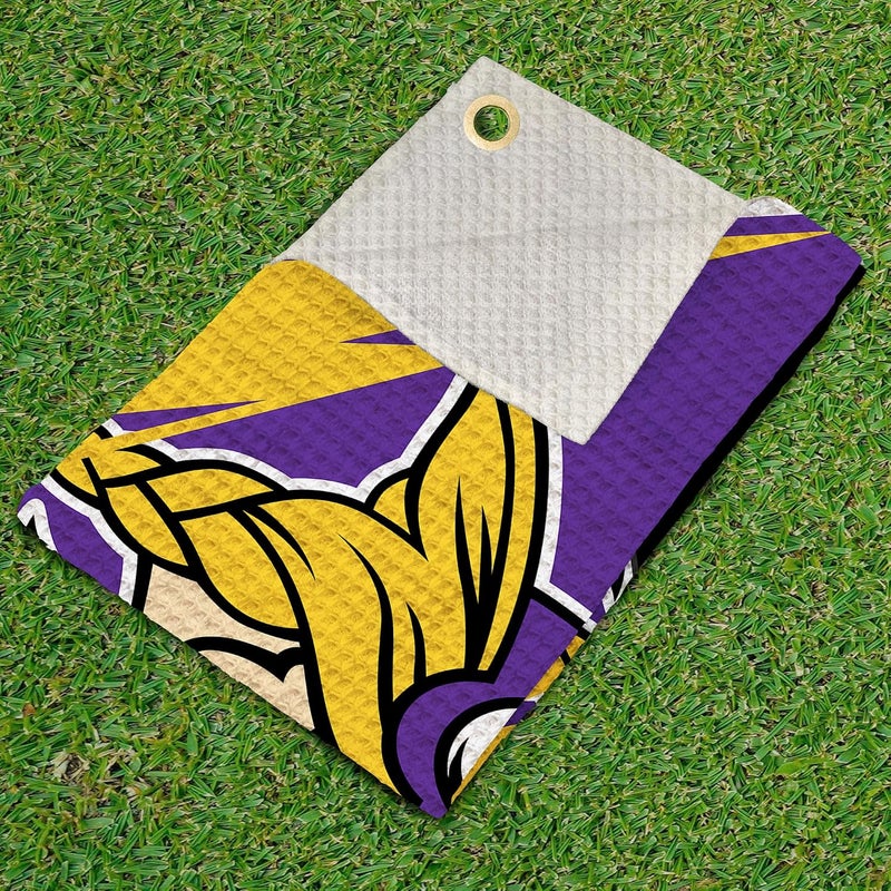 Northwest The Company Official NFL Microfiber Waffle Fabric Fan Golf Towel with Grommet, 16" x 25", Shred, Team Colors (Minnesota Vikings) - Image 3