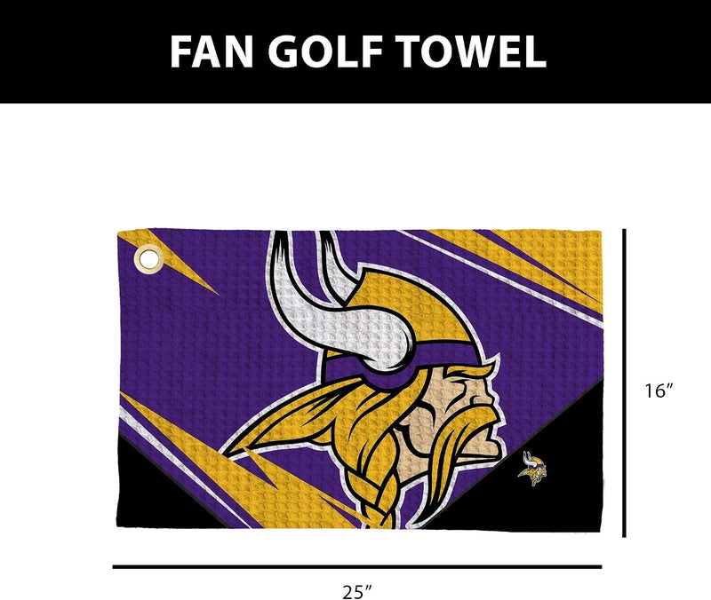 Northwest The Company Official NFL Microfiber Waffle Fabric Fan Golf Towel with Grommet, 16" x 25", Shred, Team Colors (Minnesota Vikings) - Image 5