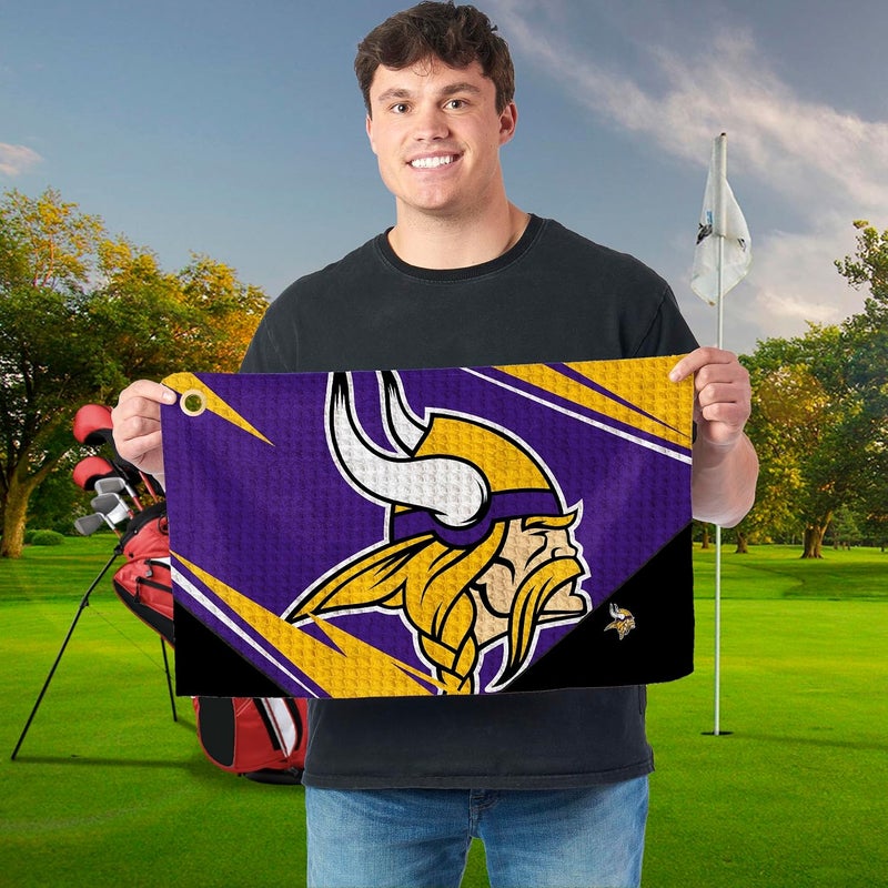 Northwest The Company Official NFL Microfiber Waffle Fabric Fan Golf Towel with Grommet, 16" x 25", Shred, Team Colors (Minnesota Vikings) - Image 2