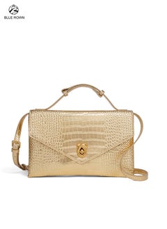 BLLE ROWN Luxury Crocodile-Print Golden Color Ladies Bag for Women Portable Crossbody Bag Hand Bag For Evening Clutch Adjustable Shoulder Bags For Ladies 