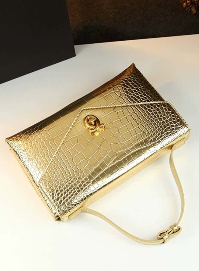 BLLE ROWN Golden Lock Crocodile Pattern Women Handbag – Luxury Shoulder Crossbody Bag for Ladies – Branded Tote Bag with Golden Details – Stylish Bags for Ladies  - Image 4
