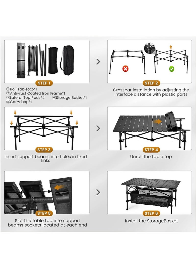 يواوليتي طاولة تخييم، طاولة قابلة للطي مع حقيبة تخزين كبيرة قابلة للتعديل وحقيبة حمل، طاولة ألمنيوم محمولة للخارج للاستخدام الداخلي والخارجي للنزهات والشواء في الفناء الخلفي والشاطئ - Image 5
