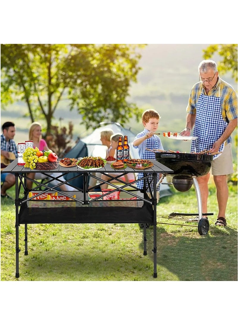 يواوليتي طاولة تخييم، طاولة قابلة للطي مع حقيبة تخزين كبيرة قابلة للتعديل وحقيبة حمل، طاولة ألمنيوم محمولة للخارج للاستخدام الداخلي والخارجي للنزهات والشواء في الفناء الخلفي والشاطئ - Image 2