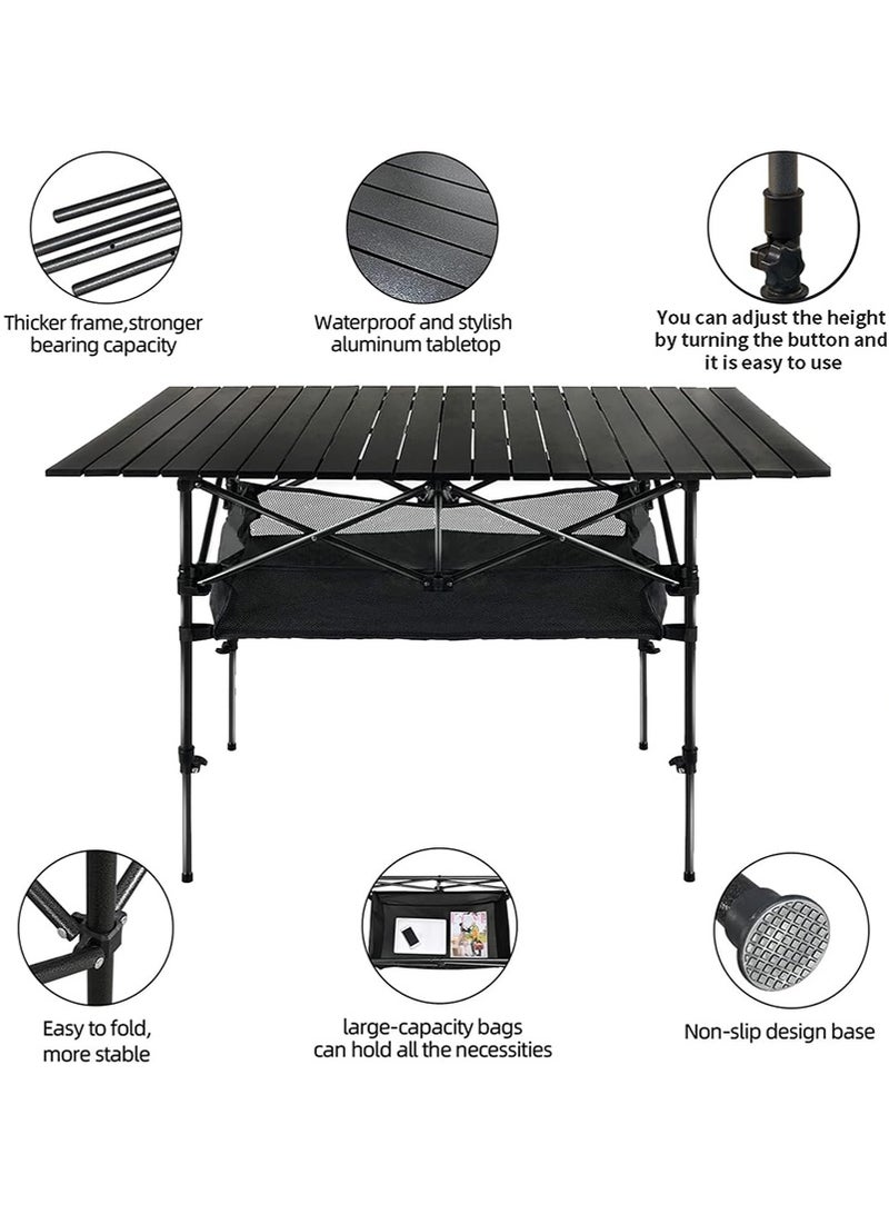 يواوليتي طاولة تخييم، طاولة قابلة للطي مع حقيبة تخزين كبيرة قابلة للتعديل وحقيبة حمل، طاولة ألمنيوم محمولة للخارج للاستخدام الداخلي والخارجي للنزهات والشواء في الفناء الخلفي والشاطئ - Image 4