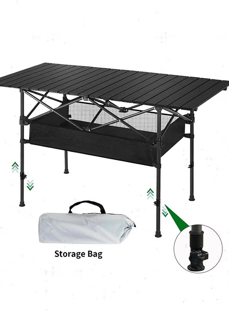 يواوليتي طاولة تخييم، طاولة قابلة للطي مع حقيبة تخزين كبيرة قابلة للتعديل وحقيبة حمل، طاولة ألمنيوم محمولة للخارج للاستخدام الداخلي والخارجي للنزهات والشواء في الفناء الخلفي والشاطئ - Image 1
