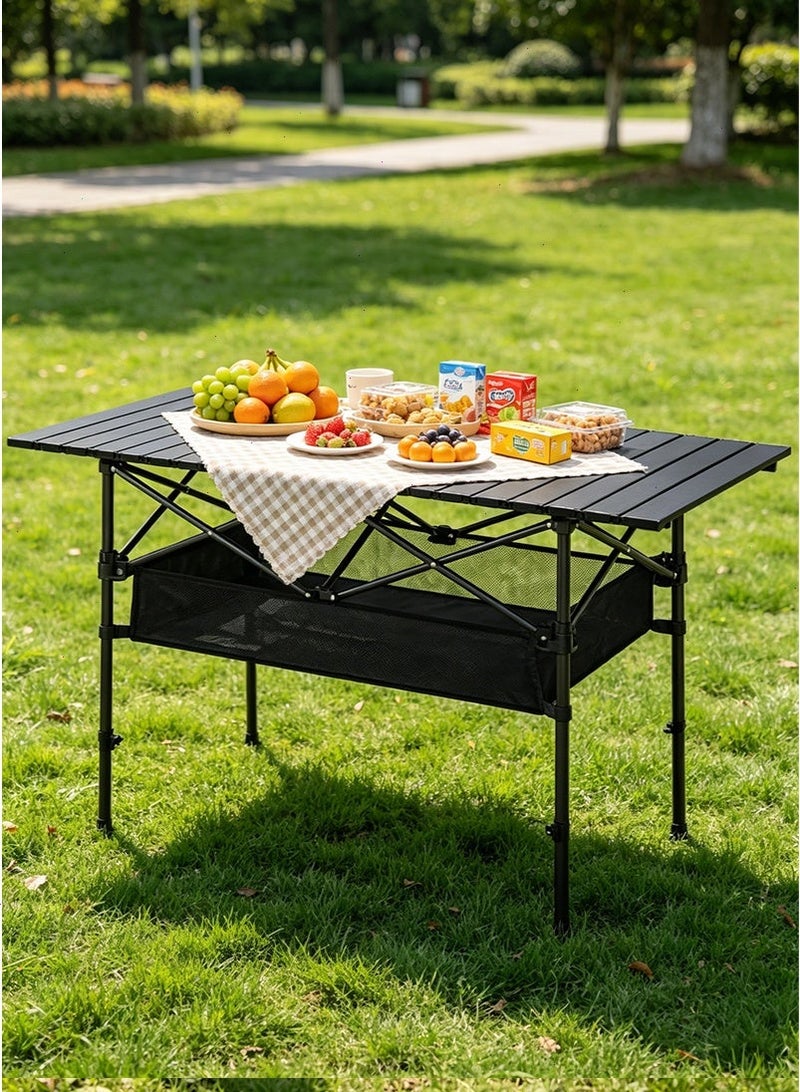Yoawllty Travel Tables, Folding Camping Table with Adjustable Carrying Bag, Portable Outdoor Aluminum Table for Indoor & Outdoor Picnic, BBQ, Backyards, Beach - Image 1