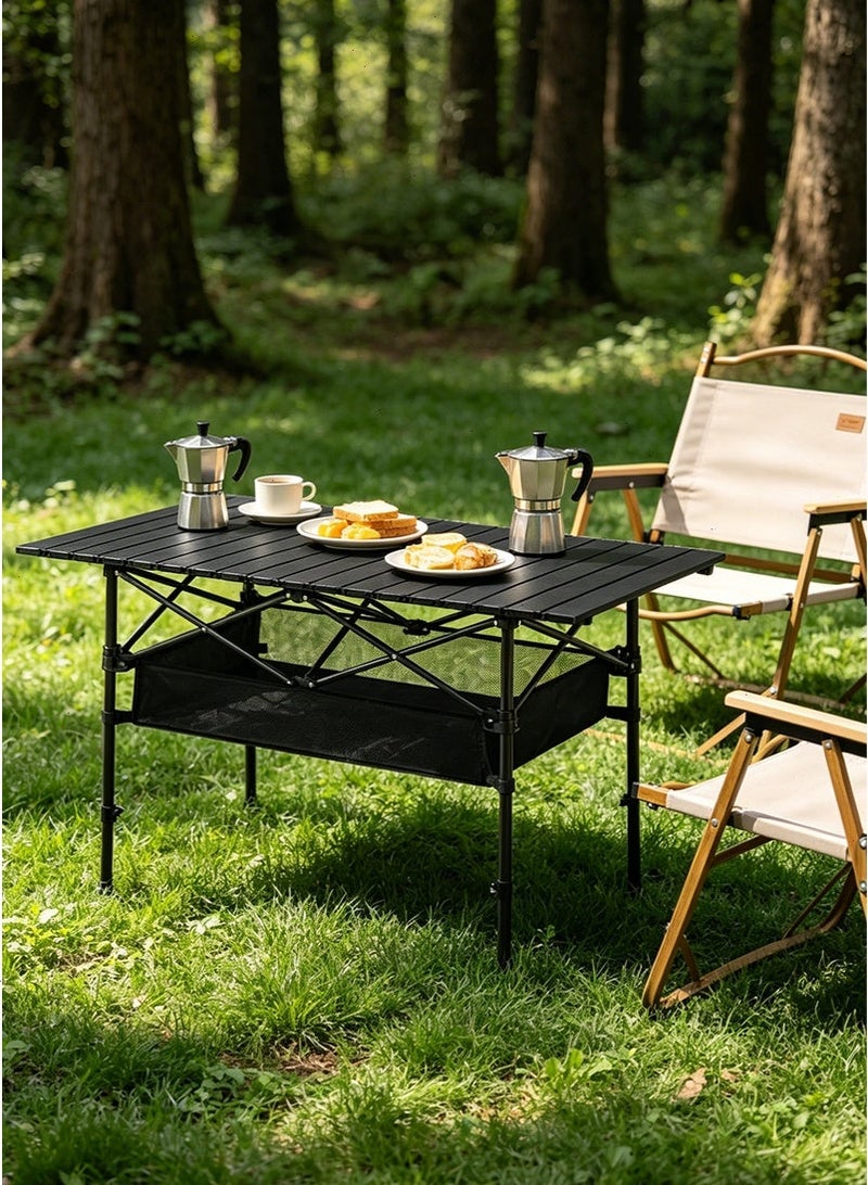Yoawllty Travel Tables, Folding Camping Table with Adjustable Carrying Bag, Portable Outdoor Aluminum Table for Indoor & Outdoor Picnic, BBQ, Backyards, Beach - Image 2