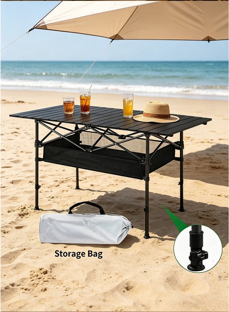 Yoawllty Travel Tables, Folding Camping Table with Adjustable Carrying Bag, Portable Outdoor Aluminum Table for Indoor & Outdoor Picnic, BBQ, Backyards, Beach - Image 4