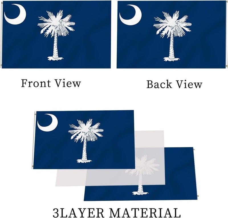 ARSOF 3x5 South Carolina Flag Double Sided for Outdoor Vivid Colors SC State of South Carolina Flag 3 Ply with Durable Canvas Header and Brass Grommets - Image 3