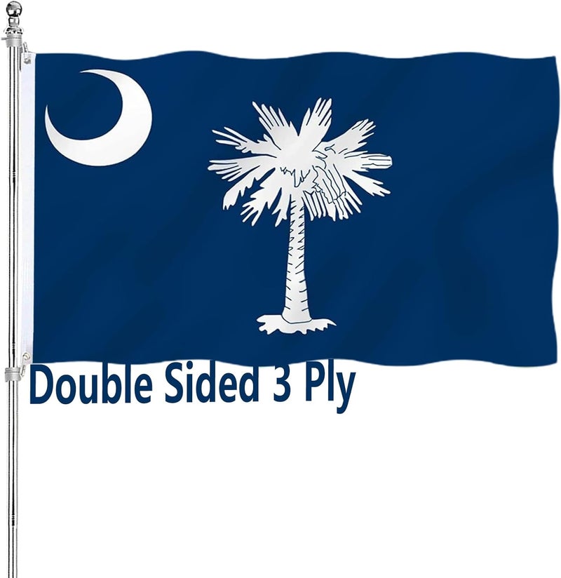 ARSOF 3x5 South Carolina Flag Double Sided for Outdoor Vivid Colors SC State of South Carolina Flag 3 Ply with Durable Canvas Header and Brass Grommets - Image 1