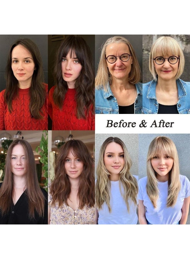 Wispy Clip in Fringe Bangs, Blonde Hairpieces, Natural Hair Extensions with Temples for Women - Image 5