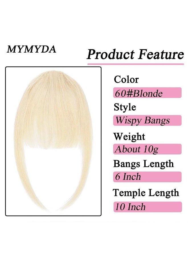 Wispy Clip in Fringe Bangs, Blonde Hairpieces, Natural Hair Extensions with Temples for Women - Image 2