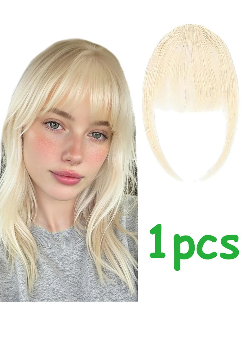 Wispy Clip in Fringe Bangs, Blonde Hairpieces, Natural Hair Extensions with Temples for Women - Image 1