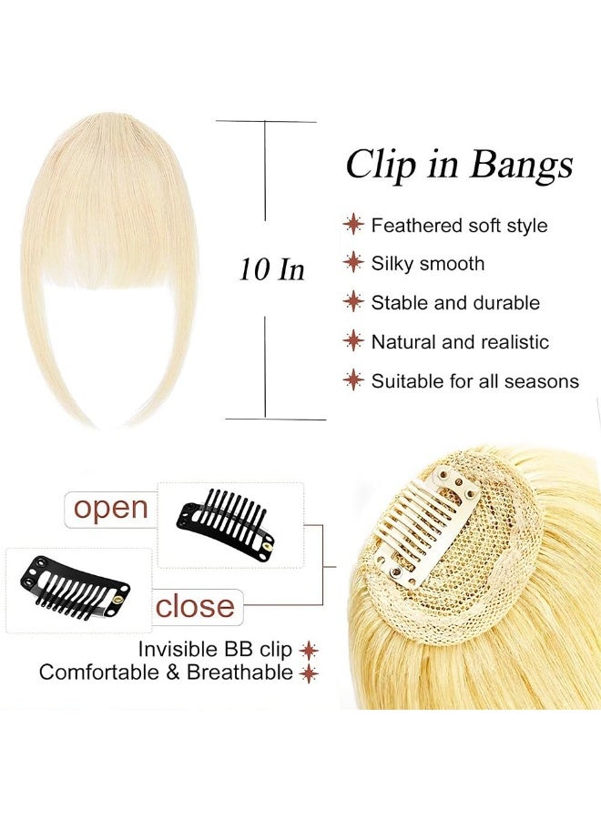 Wispy Clip in Fringe Bangs, Blonde Hairpieces, Natural Hair Extensions with Temples for Women - Image 3