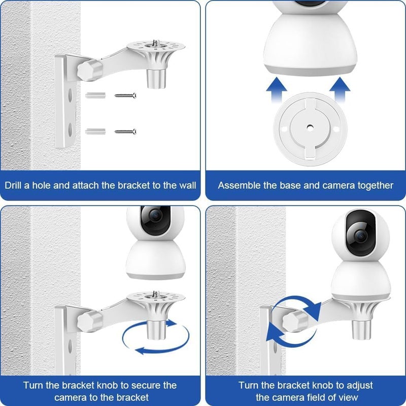 FASHION MANIA 2 Pack Wall Mount for Tp_Link Security Cameras, Compatible with Models C225/C200/C210/C220/Tc70, Kasa Ec70/Kc410s, 2.2 Inch Base, Adjustable Angle Mounting Bracket - Image 2