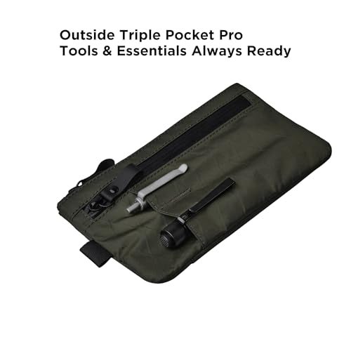 ALPAKA Zip Clutch Dark Green X-Pac VX21 - Functions as Zipper Wallet and EDC Carrier - Weatherproof and RFID Blocking Material - 3 External Slots for EDC Gear - 3 Inside Pockets - Image 4