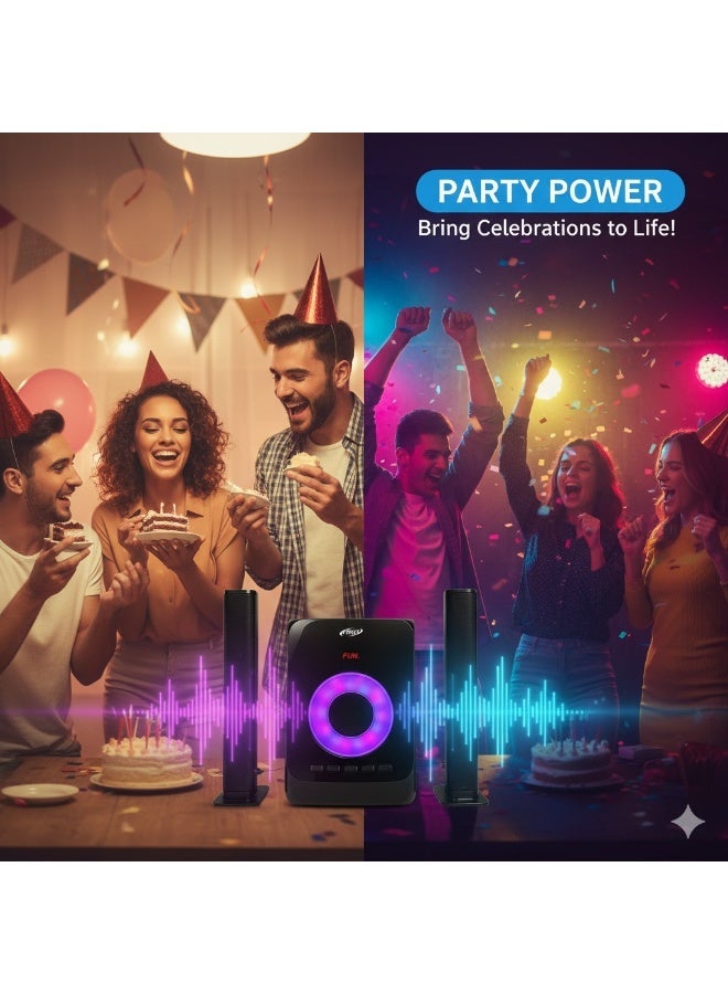 فيرست سبيكر فيرست FT-222 نظام مسرح منزلي 2.1 احترافي | قوة 80 وات (RMS) -راديو، بلوتوث، USB/SD، AUX، مع ريموت كنترول - Image 4