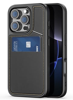 DUX DUCIS DUX DUCIS Case for Iphone 16 Pro Max Case Wallet with Kickstand and Credit Card Holder Compatible with MagSafe Leather Heavy Duty Protective Case Cover (Black)  - Image 1