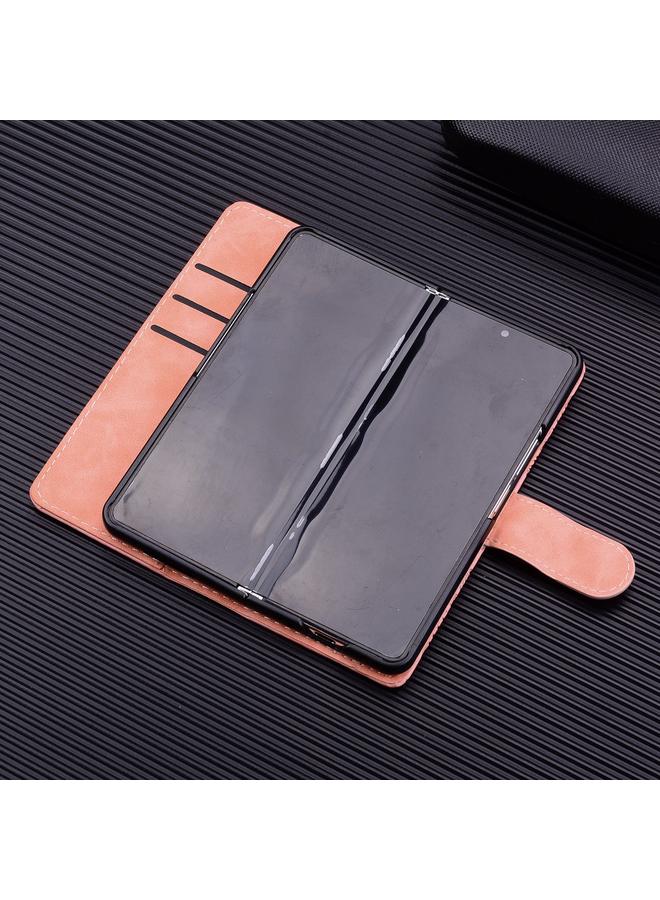 اس-توب جراب لهاتف Samsung Galaxy Z Fold3 5G، مصنوع من جلد العجل المنقوش بنقوش ماندالا، قابل للطي المزدوج - Image 5