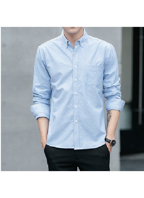 Generic - 2021 Autumn Mens Thin Work Shirt Long Sleeve Durable Welder Top Blue - Image 1