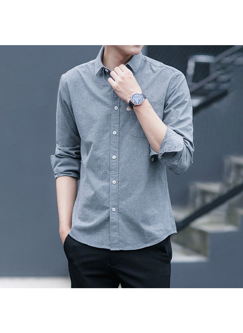 Generic - 2021 Autumn Mens Thin Work Shirt Long Sleeve Durable Welder Top Blue - Image 1