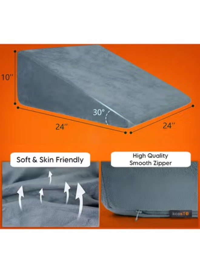 وسادة مثلثية ميموري فوم – وسادة داعمة للظهر وتخفيف ارتجاع المعدة والشخير ورفع الساقين والراحة أثناء الحمل - Image 2