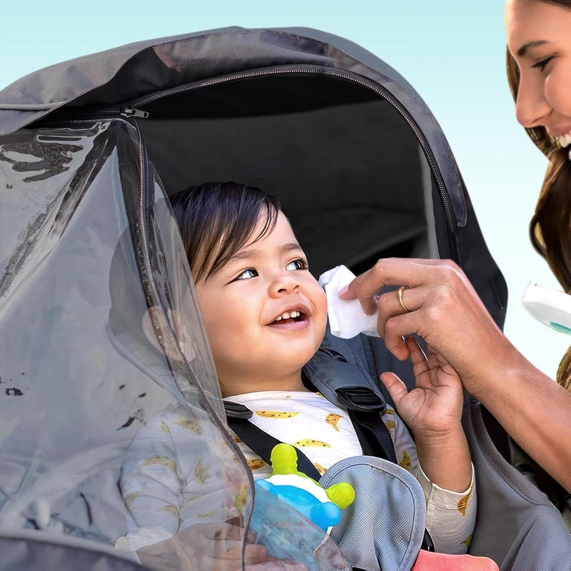 Boffinby غطاء مطر للأداء يناسب عربة UPPAbaby VistaVista V2Vista V3CruzCruz V2 يحمي من الرياح والمطر والثلج والغبار مع فتحة تهوية ونافذة بسحاب ملحقات العربة - Image 2