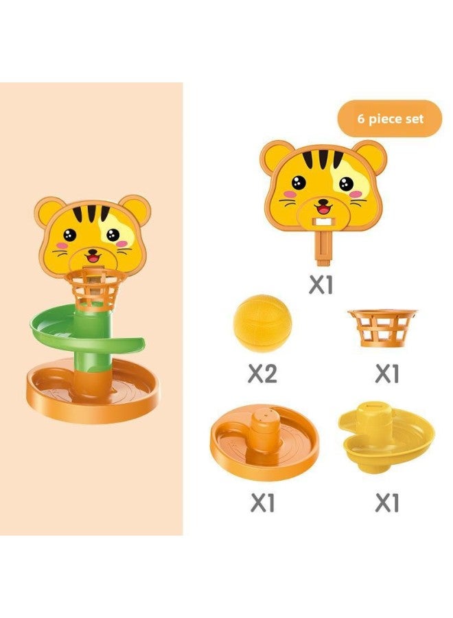 Baby Puzzle Fun Track Slide Ball Tower 0-3 Years Old Baby Roll Ball Early Education Stacking Music 1-2 Toy Tower-Color:Tiger 2-6-piece Set  - Image 1