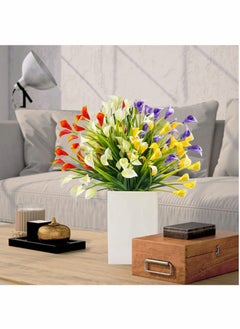 Excefore Artificial Flowers for Outdoors, 12 Bundles Calla Lily UV Resistant Faux Fake Plants Plastic Summer Flower Indoor Outside Hanging Planter Home Garden Porch Decor Mixed Color  - Image 3