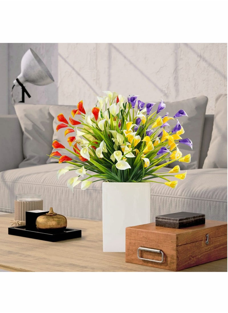 Excefore Artificial Flowers for Outdoors, 12 Bundles Calla Lily UV Resistant Faux Fake Plants Plastic Summer Flower Indoor Outside Hanging Planter Home Garden Porch Decor Mixed Color  - Image 3