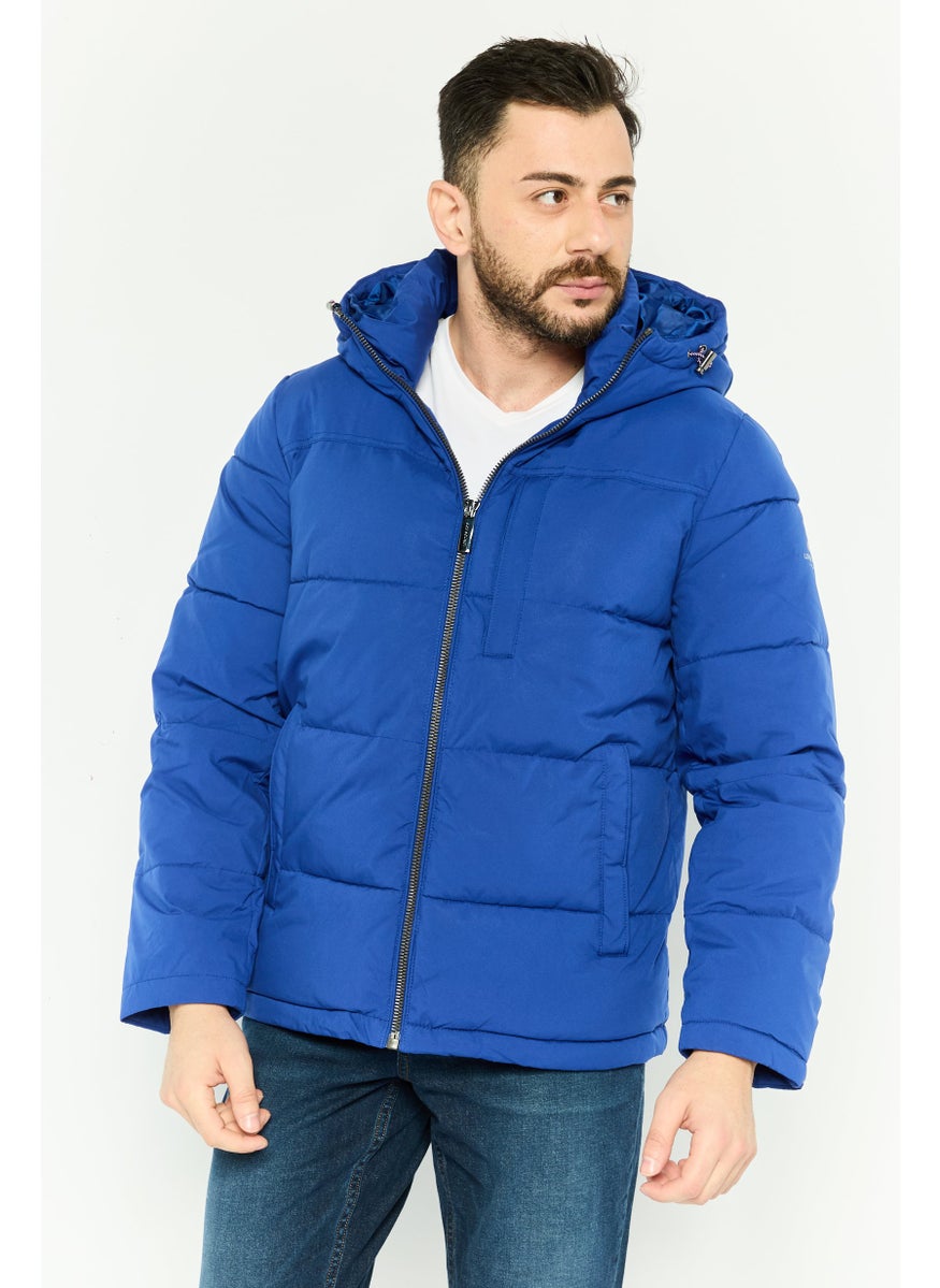 London Fog Men Quilted Hooded Jacket, Blue  - Image 1